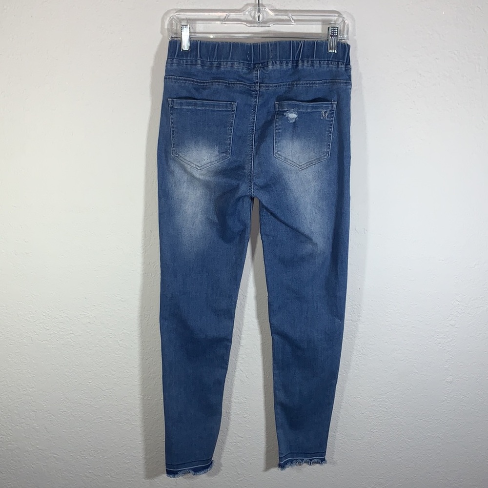 Grace & Lace Blue Distressed Motocross Denim Jeggings Size Medium - Picture 2 of 11